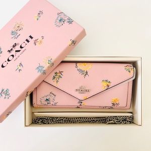 Coach Boxed Envelope Wallet Chain Dandelion Floral